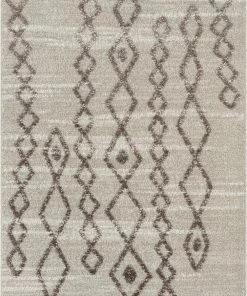 Well Woven Skylar Moroccan Diamond Pattern Ivory/Brown High-Low Textured Rug Global