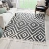Well Woven Global Willow Moroccan Lattice Trellis Black High-Low Textured Rug