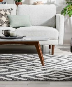 Well Woven Global Willow Moroccan Lattice Trellis Black High-Low Textured Rug 20 Well Woven Global Willow Moroccan Lattice Trellis Black High-Low Textured Rug