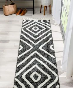 Well Woven Global Willow Moroccan Lattice Trellis Black High-Low Textured Rug 17 Well Woven Global Willow Moroccan Lattice Trellis Black High-Low Textured Rug