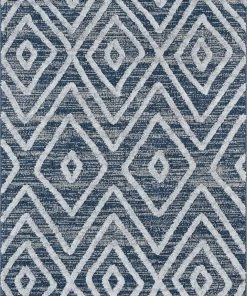 Well Woven Willow Moroccan Lattice Trellis Blue High-Low Textured Rug Global