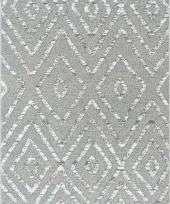 Well Woven Willow Moroccan Lattice Trellis Grey High-Low Textured Rug
