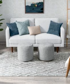 Well Woven Willow Moroccan Lattice Trellis Grey High-Low Textured Rug