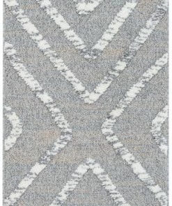 Well Woven Willow Moroccan Lattice Trellis Grey High-Low Textured Rug