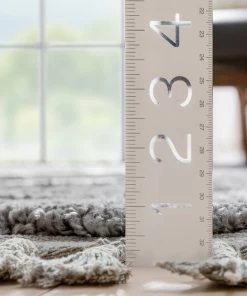 Well Woven Everly Tribal Trellis Diamond Pattern Ivory Grey High-Low Textured Rug