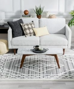Well Woven Everly Tribal Trellis Diamond Pattern Black High-Low Textured Rug