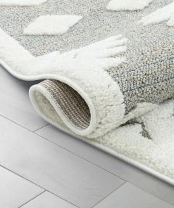 Well Woven Addison Tribal Moroccan Diamond Pattern Beige High-Low Textured Rug Global