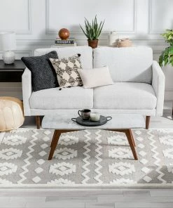 Well Woven Addison Tribal Moroccan Diamond Pattern Beige High-Low Textured Rug Global