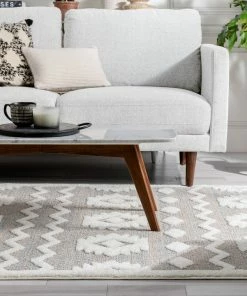Well Woven Addison Tribal Moroccan Diamond Pattern Beige High-Low Textured Rug Global