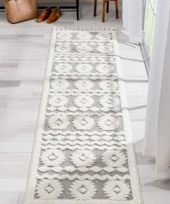 Well Woven Addison Tribal Moroccan Diamond Pattern Beige High-Low Textured Rug Global