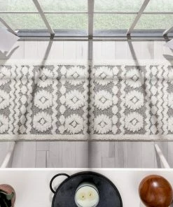 Well Woven Addison Tribal Moroccan Diamond Pattern Beige High-Low Textured Rug Global