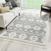Well Woven Global Addison Tribal Moroccan Diamond Pattern Black/Off-White High-Low Textured Rug