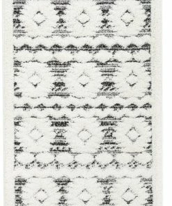 Well Woven Global Addison Tribal Moroccan Diamond Pattern Black/Off-White High-Low Textured Rug