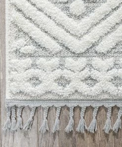 Well Woven Global Eliana Tribal Geometric Chevron Pattern Cream High-Low Textured Rug