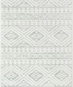 Well Woven Global Eliana Tribal Geometric Chevron Pattern Cream High-Low Textured Rug