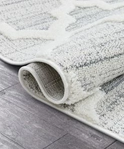 Well Woven Avery Moroccan Lattice Trellis Cream High-Low Textured Rug Global