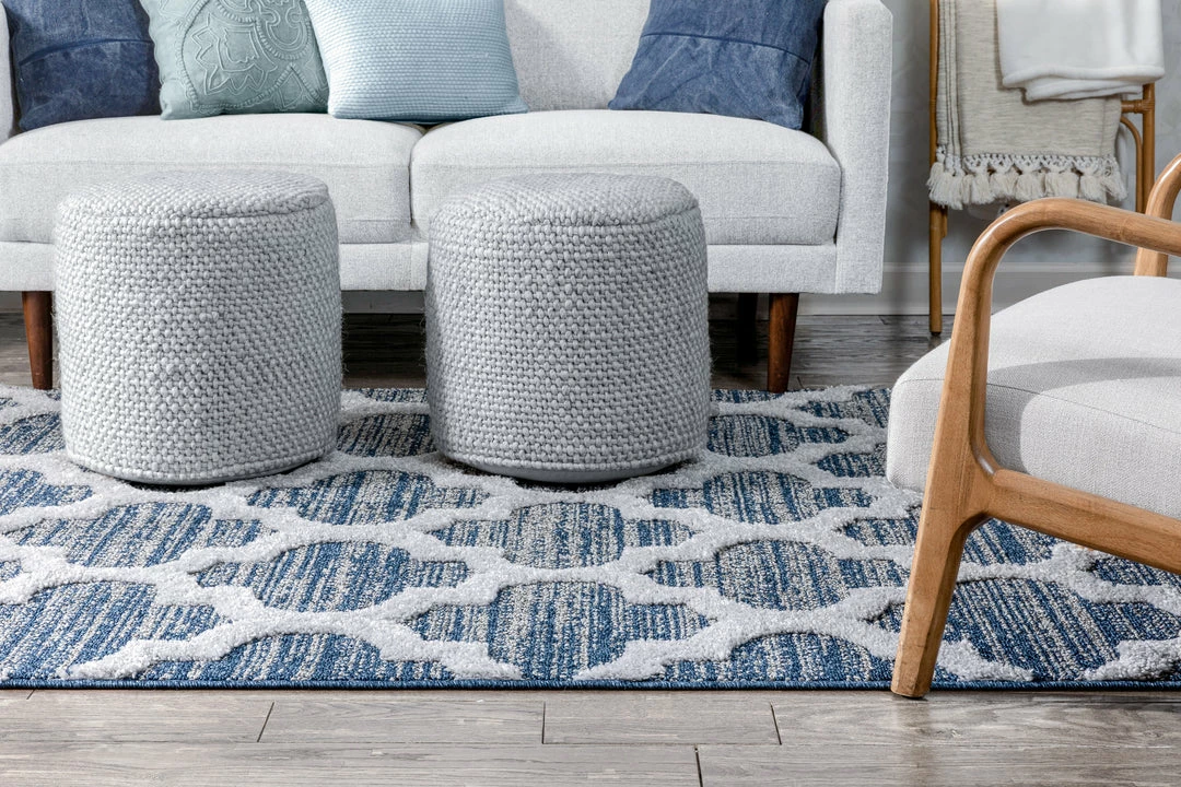 Well Woven Global Avery Moroccan Lattice Trellis Navy Blue Grey High-Low Textured Rug 10 Well Woven Global Avery Moroccan Lattice Trellis Navy Blue Grey High-Low Textured Rug