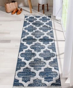 Well Woven Global Avery Moroccan Lattice Trellis Navy Blue Grey High-Low Textured Rug 17 Well Woven Global Avery Moroccan Lattice Trellis Navy Blue Grey High-Low Textured Rug