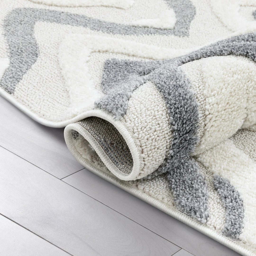 Well Woven Tribal Raelynn Contemporary Chevron Zig-Zag Patter Cream Grey High-Low Textured Rug 8 Well Woven Tribal Raelynn Contemporary Chevron Zig-Zag Patter Cream Grey High-Low Textured Rug