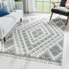 Well Woven Melanie Contemporary Medallion Diamond Pattern Grey Cream High-Low Textured Rug Tribal
