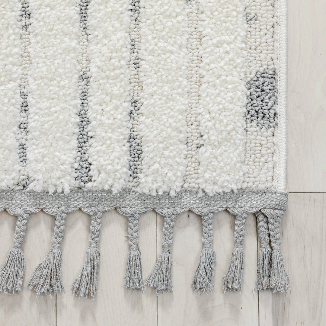 Well Woven Gianna Modern Geometric Stripes Cream Grey High-Low Textured Rug Tribal 4 Well Woven Gianna Modern Geometric Stripes Cream Grey High-Low Textured Rug Tribal