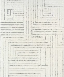 Well Woven Gianna Modern Geometric Stripes Cream Grey High-Low Textured Rug Tribal