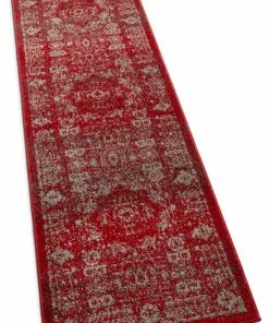 Well Woven Global Millie Red Vintage Traditional Medallion Distressed Rug