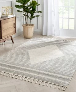 Well Woven Global Josie Nordic Medallion Stripes Ivory Rug