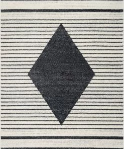 Well Woven Global Josie Nordic Medallion Stripes Grey Rug