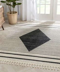 Well Woven Global Josie Nordic Medallion Stripes Grey Rug