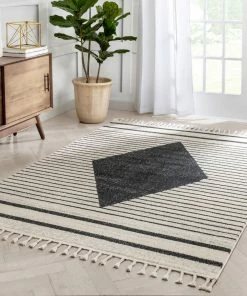 Well Woven Global Josie Nordic Medallion Stripes Grey Rug