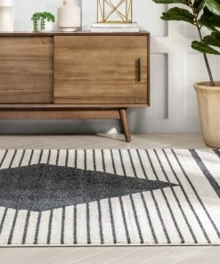 Well Woven Global Josie Nordic Medallion Stripes Grey Rug
