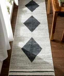 Well Woven Global Josie Nordic Medallion Stripes Grey Rug