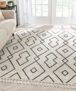 Well Woven Noni Moroccan Lattice Trellis Ivory Rug