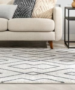 Well Woven Noni Moroccan Lattice Trellis Ivory Rug