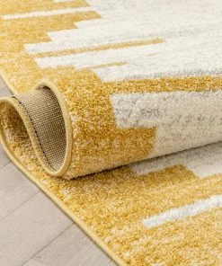 Well Woven Carly Nordic Solid & Striped Gold Rug