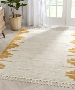 Well Woven Carly Nordic Solid & Striped Gold Rug