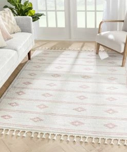 Well Woven Global Parallel Moroccan Tribal Diamond Pattern Blush Rug