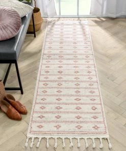 Well Woven Global Parallel Moroccan Tribal Diamond Pattern Blush Rug