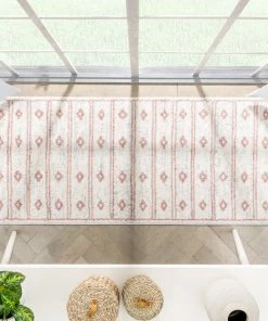 Well Woven Global Parallel Moroccan Tribal Diamond Pattern Blush Rug