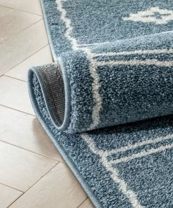 Well Woven Global Parallel Moroccan Tribal Diamond Pattern Blue Rug