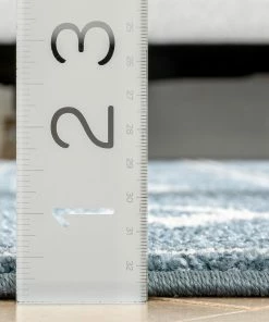 Well Woven Global Parallel Moroccan Tribal Diamond Pattern Blue Rug