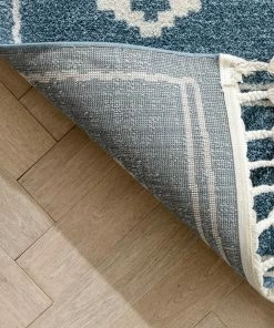 Well Woven Global Parallel Moroccan Tribal Diamond Pattern Blue Rug