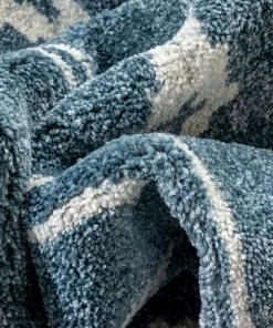 Well Woven Global Parallel Moroccan Tribal Diamond Pattern Blue Rug