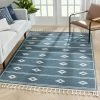 Well Woven Global Parallel Moroccan Tribal Diamond Pattern Blue Rug