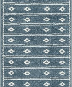 Well Woven Global Parallel Moroccan Tribal Diamond Pattern Blue Rug
