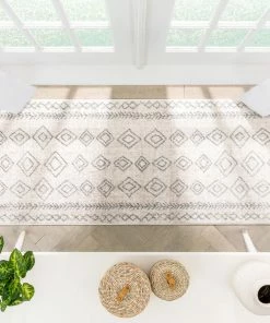 Well Woven Current Moroccan Tribal Diamond Pattern Ivory Grey Rug Global 24 Well Woven Current Moroccan Tribal Diamond Pattern Ivory Grey Rug Global