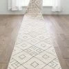 Well Woven Global Custom Size Runner Diodelly Moroccan Lattice Trellis Ivory Grey 27 Inch Wide X Choose Your Length Hallway Runner Rug