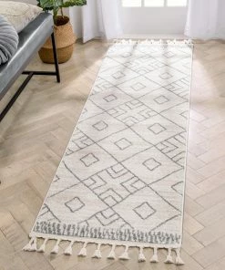 Well Woven Global Diodelly Moroccan Lattice Trellis Ivory Grey Rug