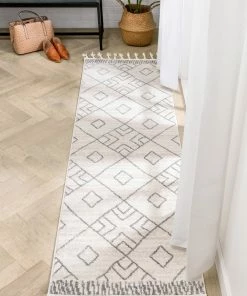 Well Woven Global Diodelly Moroccan Lattice Trellis Ivory Grey Rug